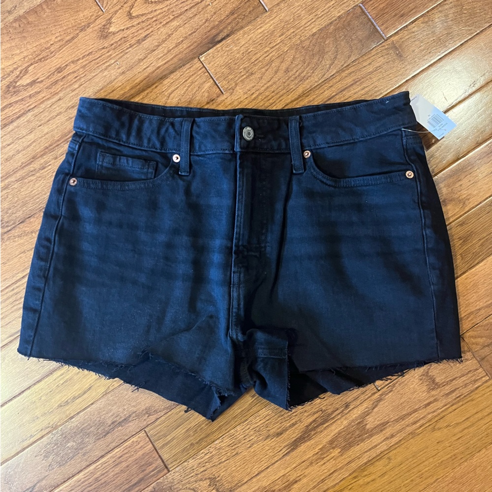 Old Navy O.G. Straight High Rise Secret Pocket Black Jean Shorts